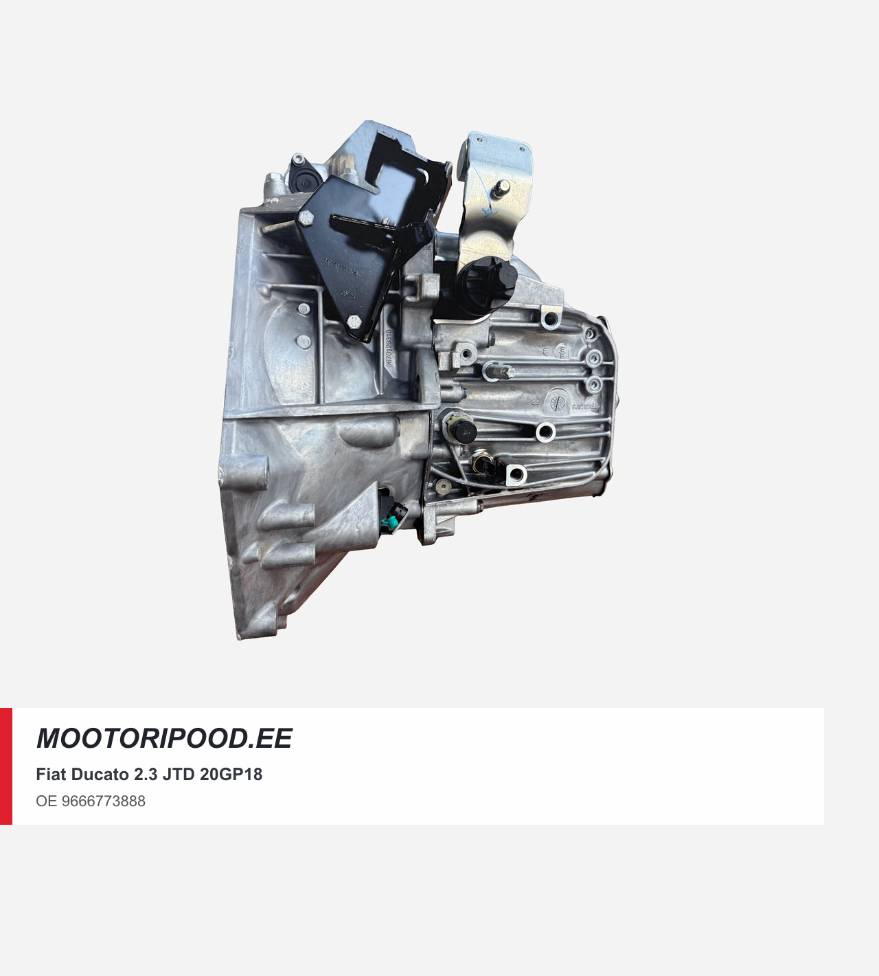 Fiat Ducato 2.3 JTD 20GP18 – uusi 6-vaihteinen manuaalivaihteisto, välityssuhde 15/74